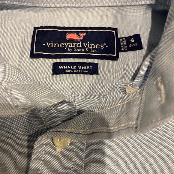 Vineyard Vines Boys Blue Oxford Shirt Small 8-10 - Picture 3 of 4